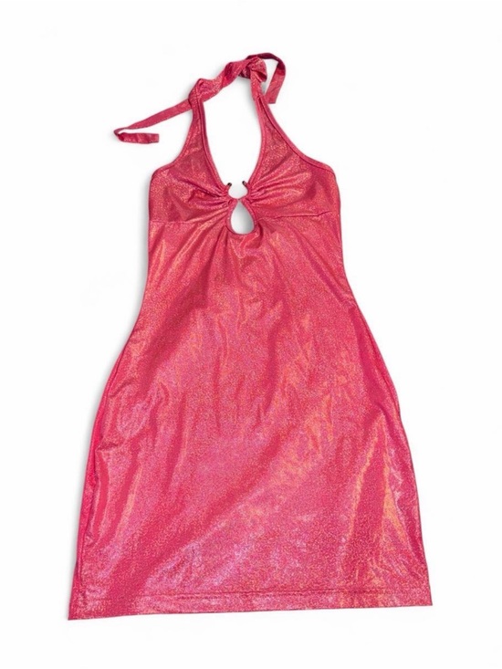 Dresses & Skirts - Pink Halter Keyhole Shimmer Mini Dress